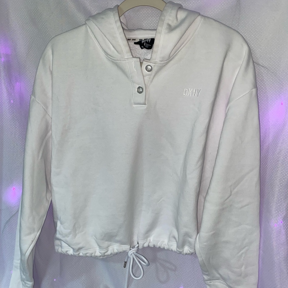 DKNY Women's White Hoodie Top